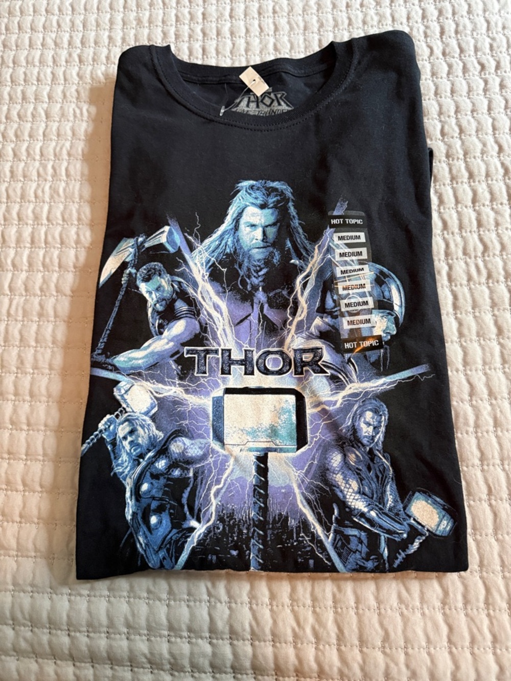 Marvel Thor Live Thunder Graphic Tee - Black with Blue Accents NWT